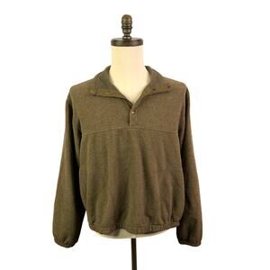 L.L. Bean 1/3 snap neck Fleece Jacket Sweater Brown medium